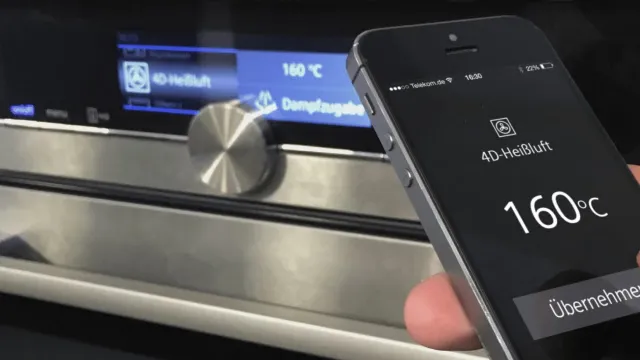 Oven display controlled from a smartphone app